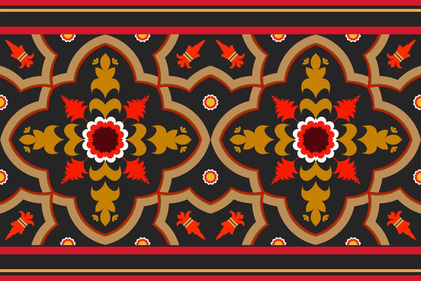 Diseño de patrón de tradición y oriental asiático étnico geométrico sin costuras para textura y fondo. decoración de patrones de seda y tela para alfombras, prendas de vestir, envolturas y papel tapiz vector