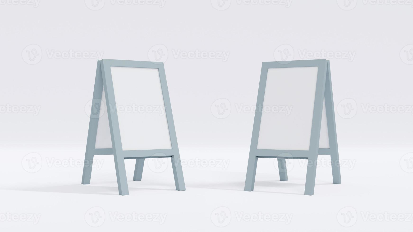 3D Rendering concept of standing board on white background. 3D Render. photo