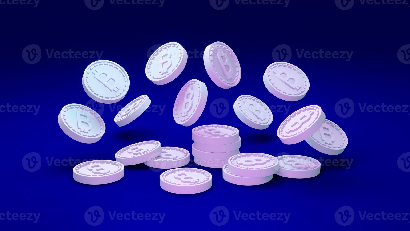 3D Rendering cryptocurrency B coin as referring to blockchain falling on background concept of Decentralized finance. photo