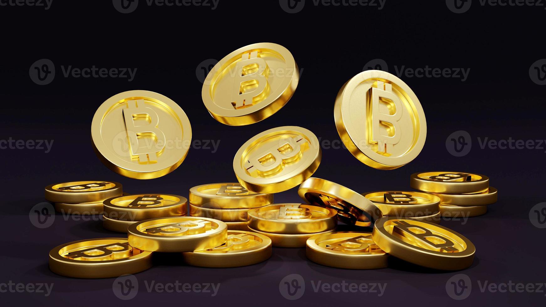 3D Rendering cryptocurrency B coin as referring to blockchain falling on background concept of Decentralized finance. 3D render. 3D illustration. photo