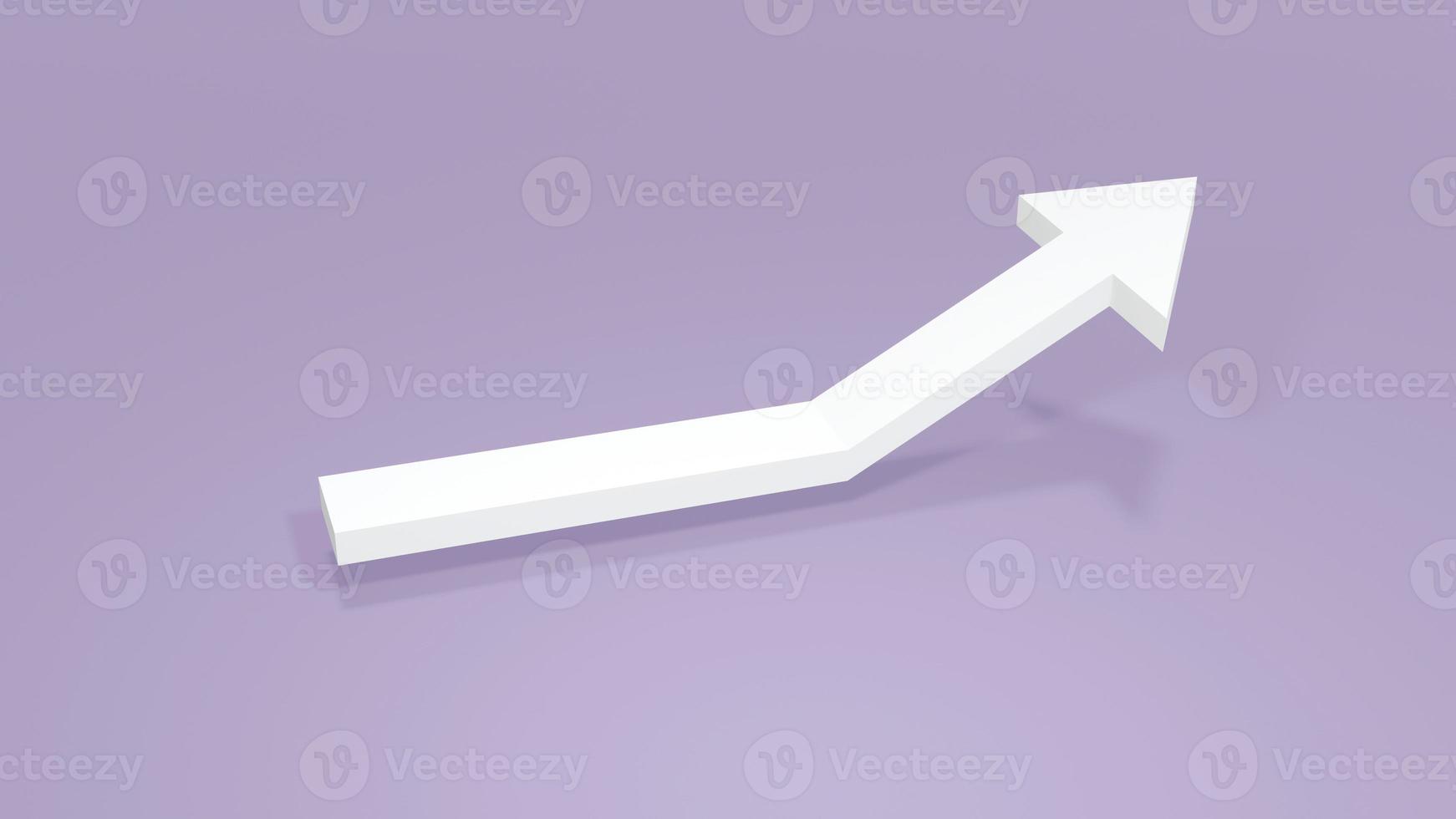 3D Rendering concept of business concept. An isolated arrow icon pointing up on background. 3D rendering. photo