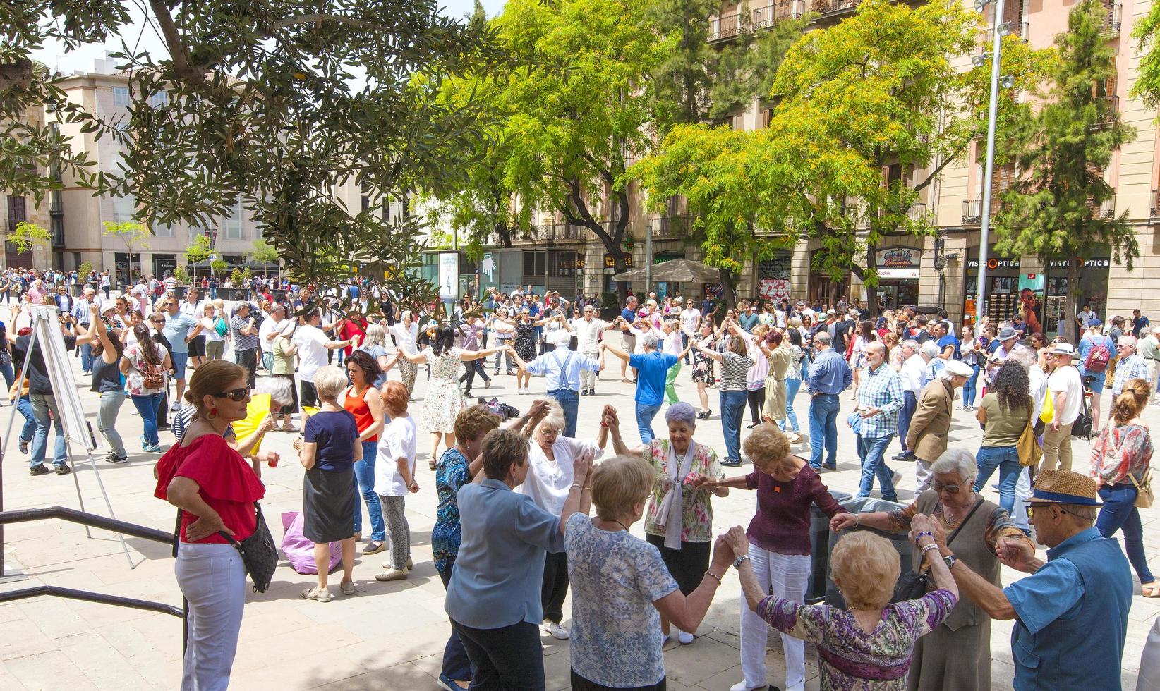 Barcelona, Spain, 10 June 2018-Senior people dancing photo