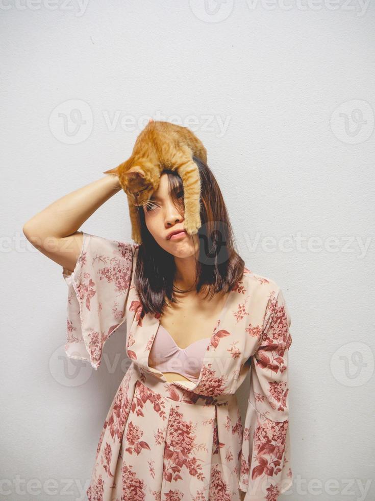 Woman and cat photo