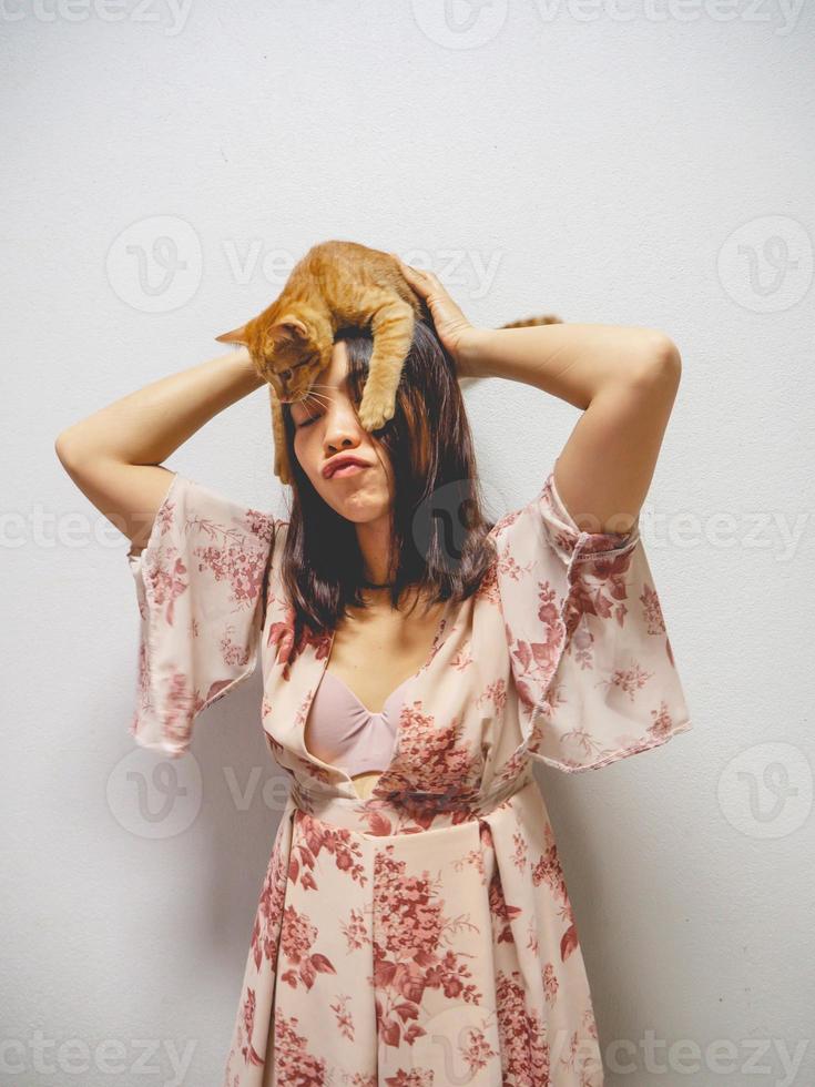 Woman and cat photo