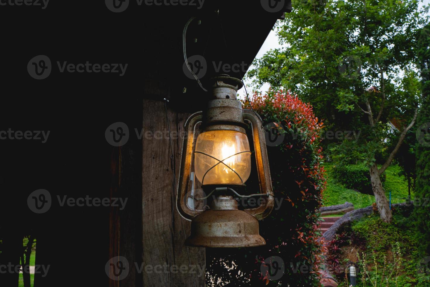 Vintage lamp and nature photo