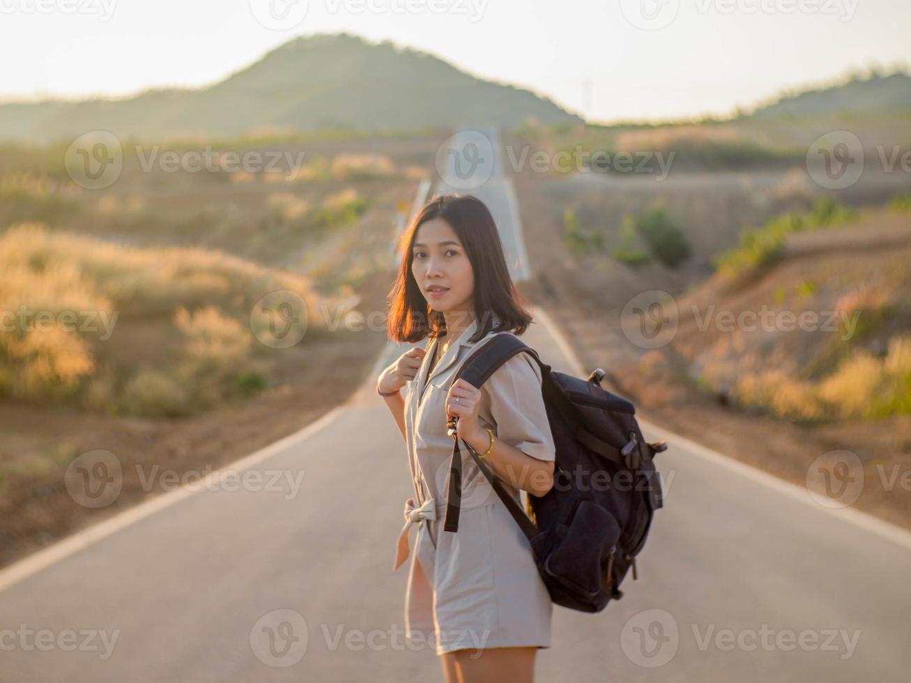 Woman on road photo