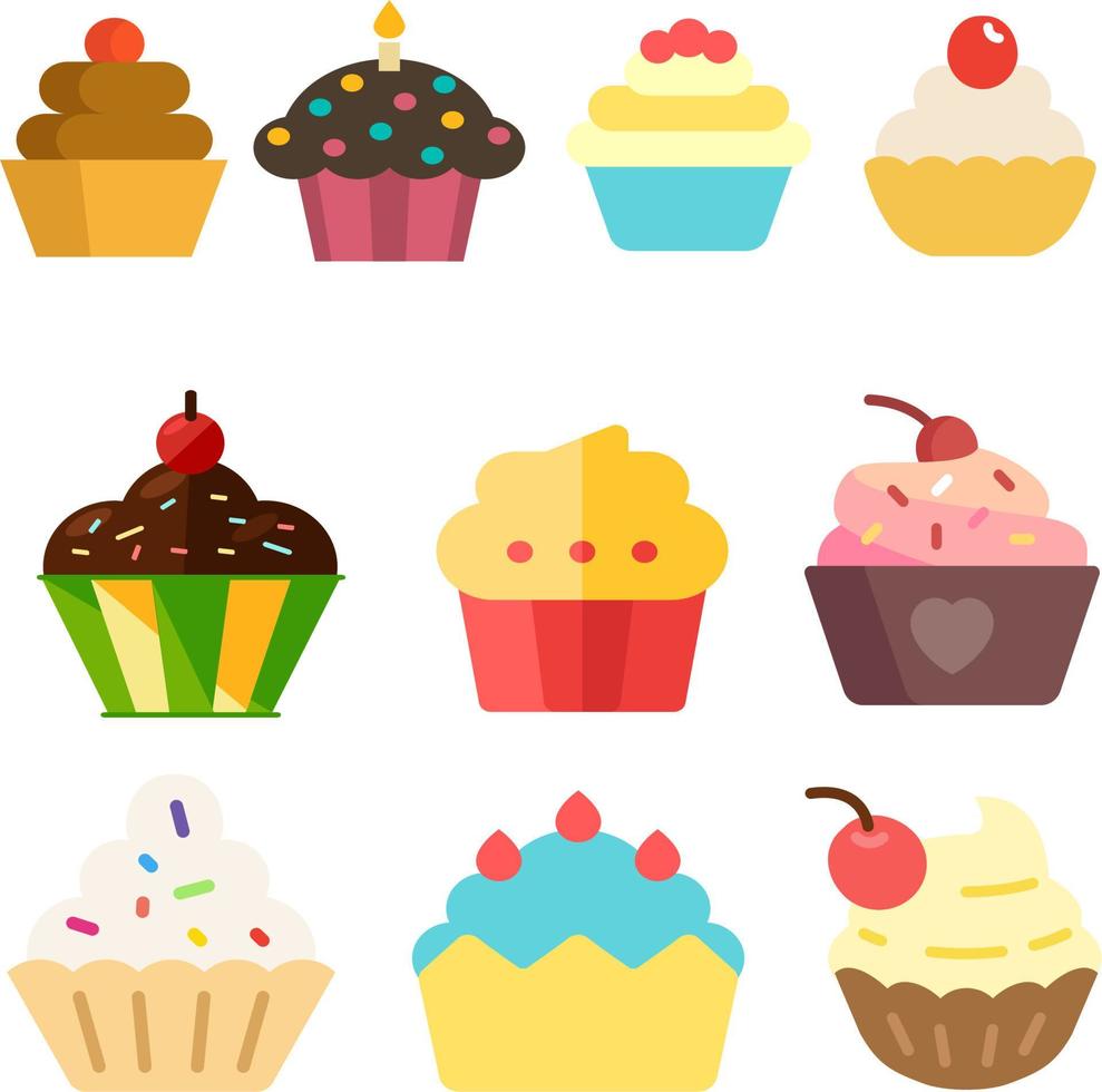 cupcake vector set varios modelo snack