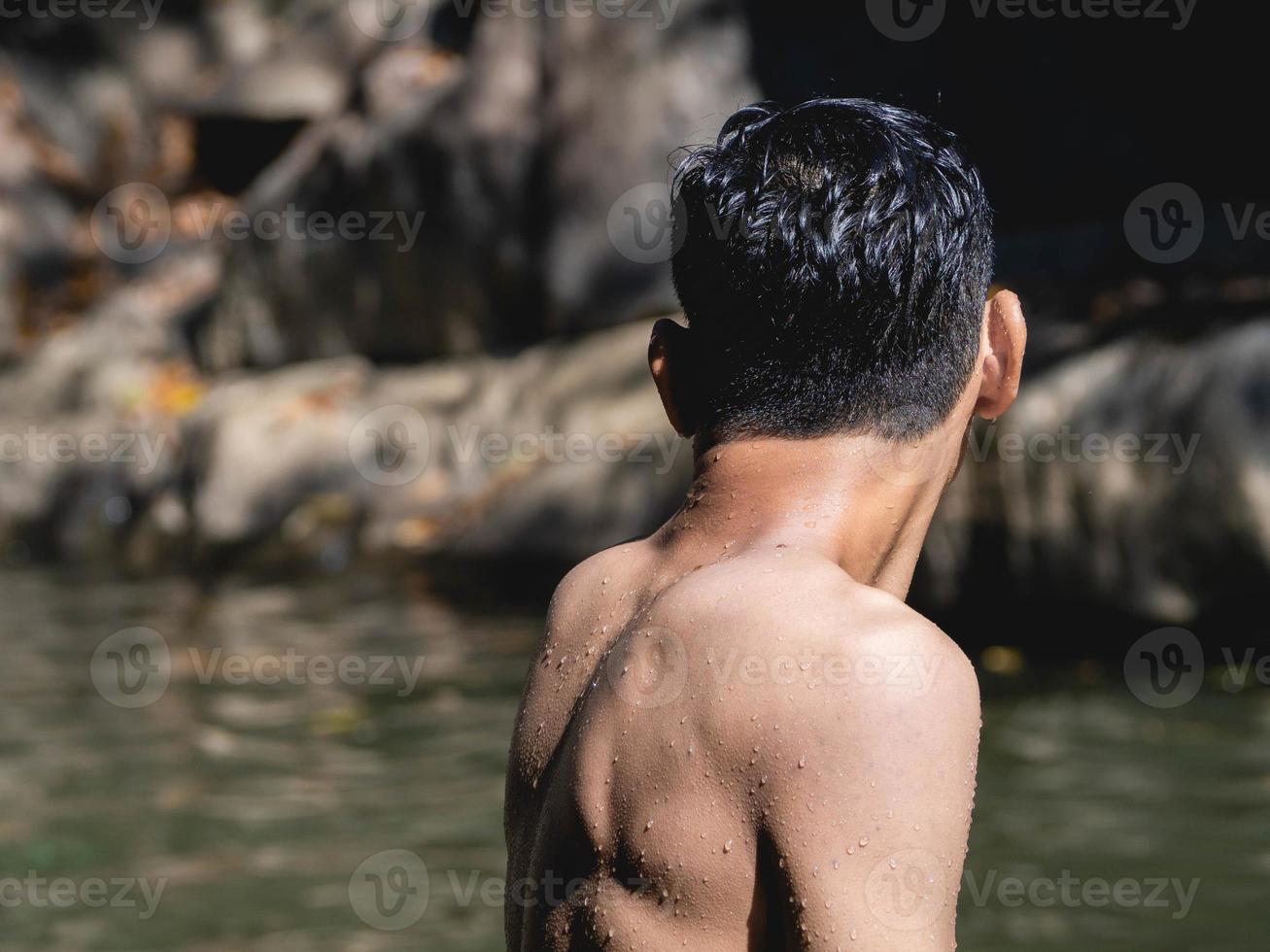 man and swimming photo