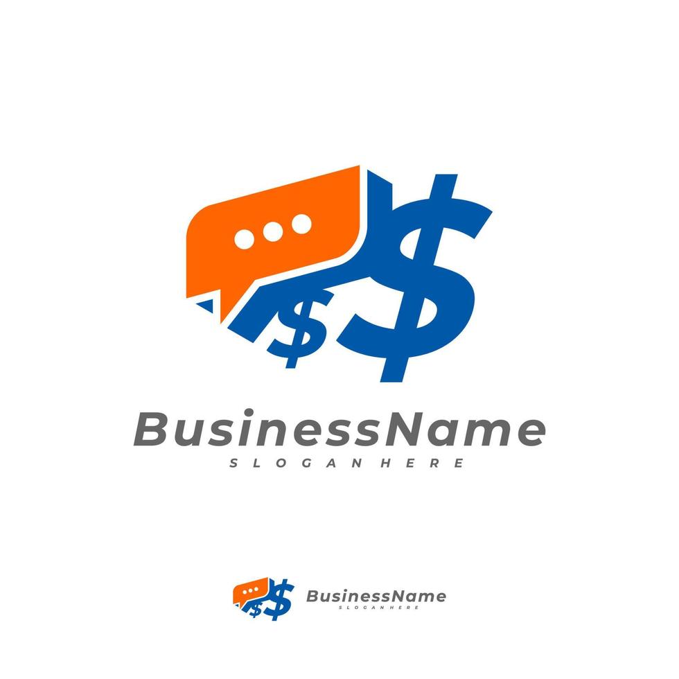 plantilla de vector de logotipo de chat de dinero, conceptos de diseño de logotipo de dinero creativo