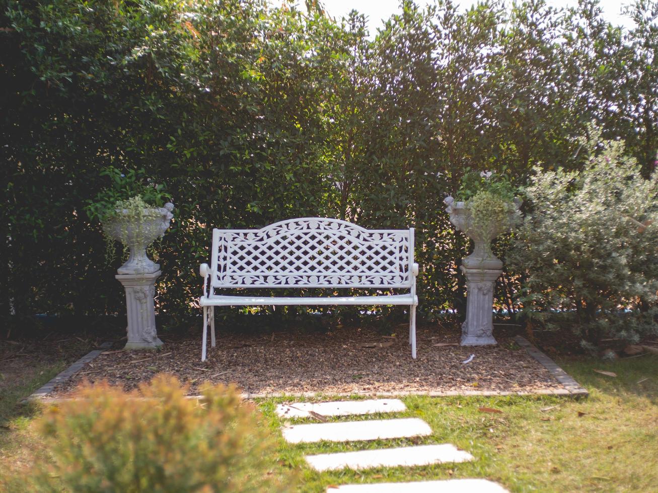 whie chair and nature photo