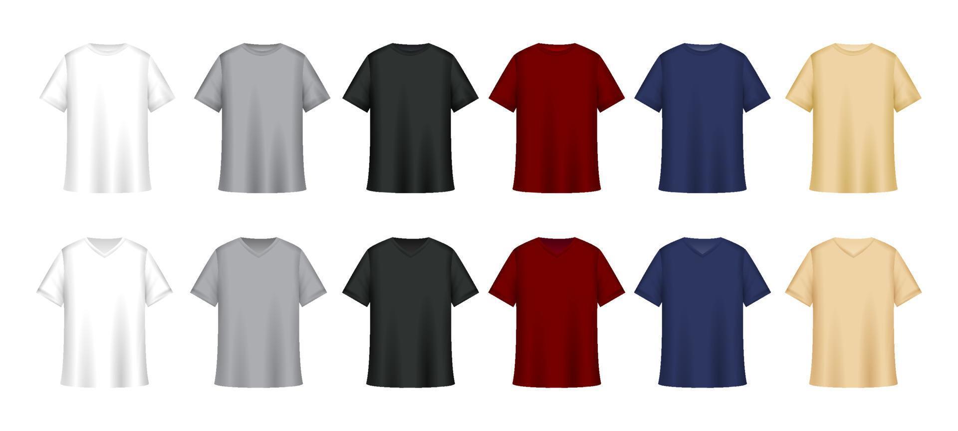 Camiseta 3d colores alternativos y tipo de cuello. vector