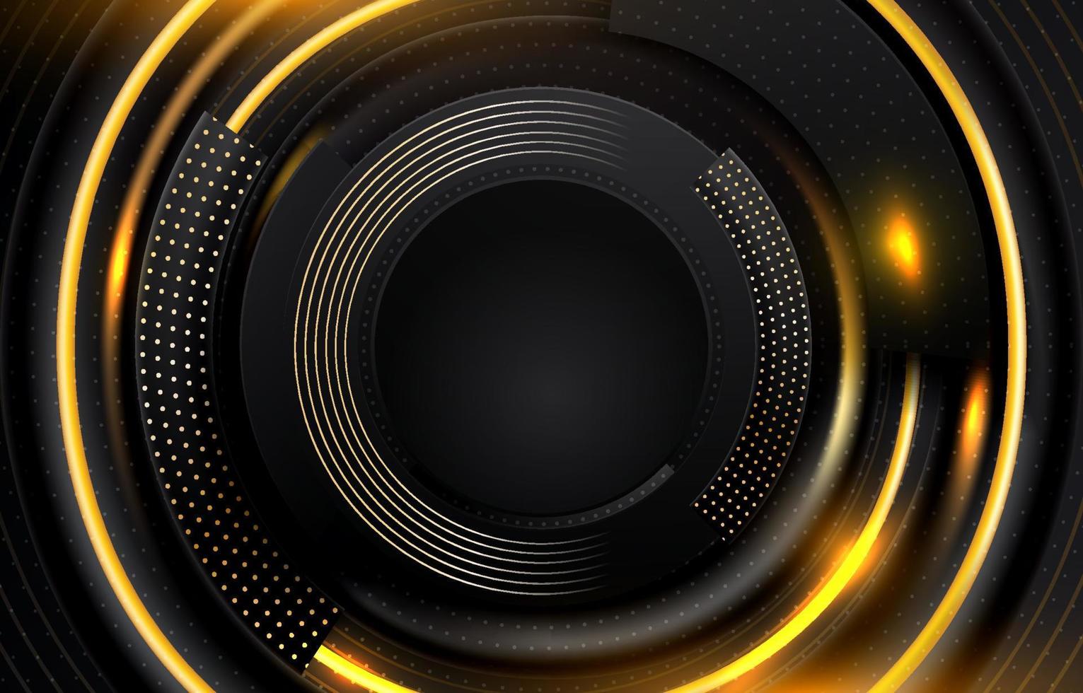 Abstract Black and Gold Circle Background vector