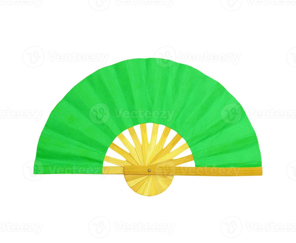 Wooden fan on the white background photo