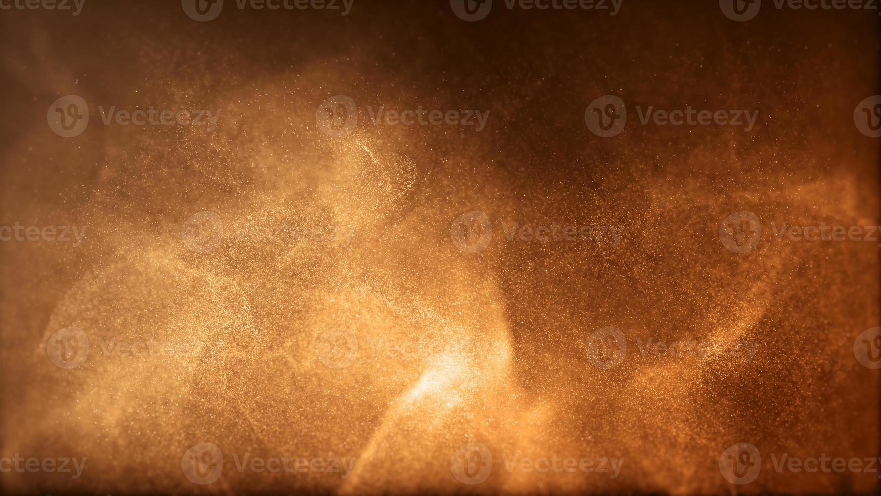 Gold color digital particles wave flow Or diffuse by the wind of the sand. Abstract technology background concept photo