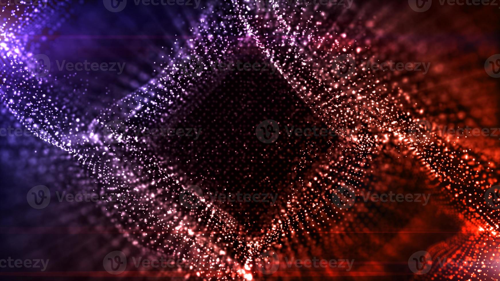 Digital particles wave flow of cyberspace and lighting. Abstract background concept. photo