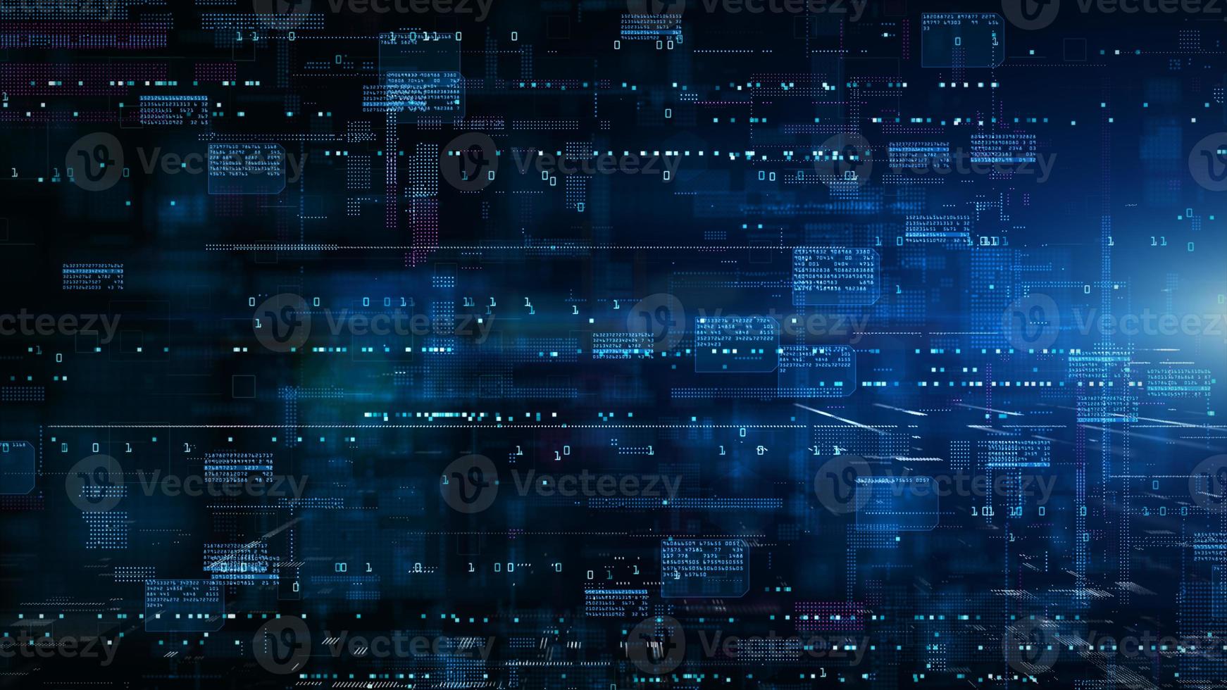 Digital Cyberspace with Particles and Digital Data Network Connections. High Speed Connection and Data Analysis Technology Digital Background Concept. photo