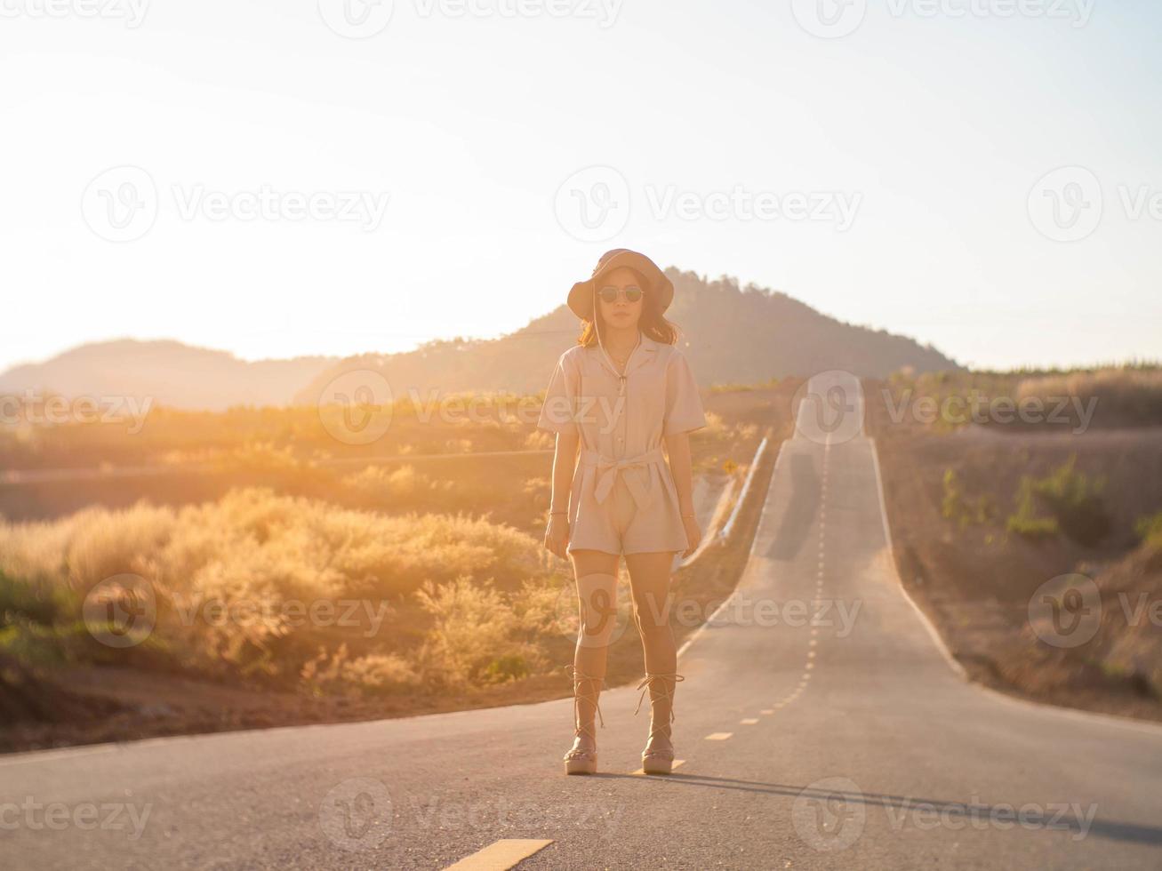 Woman on road photo