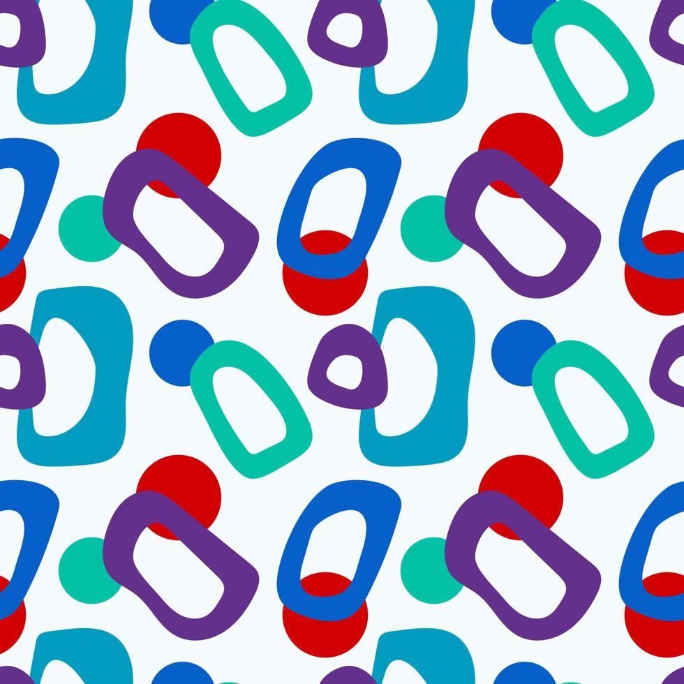 Seamless abstract pattern of simple organic shapes and lines in bright rainbow colors vector