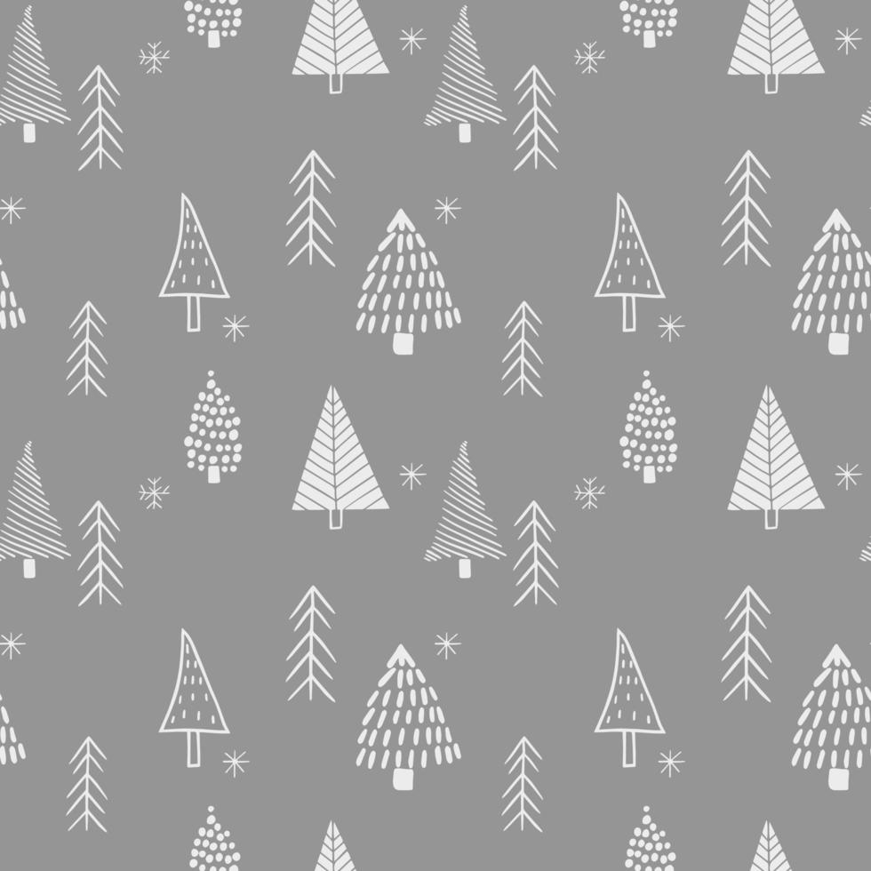 Seamless New Year template with stylized Christmas trees In the forest vector