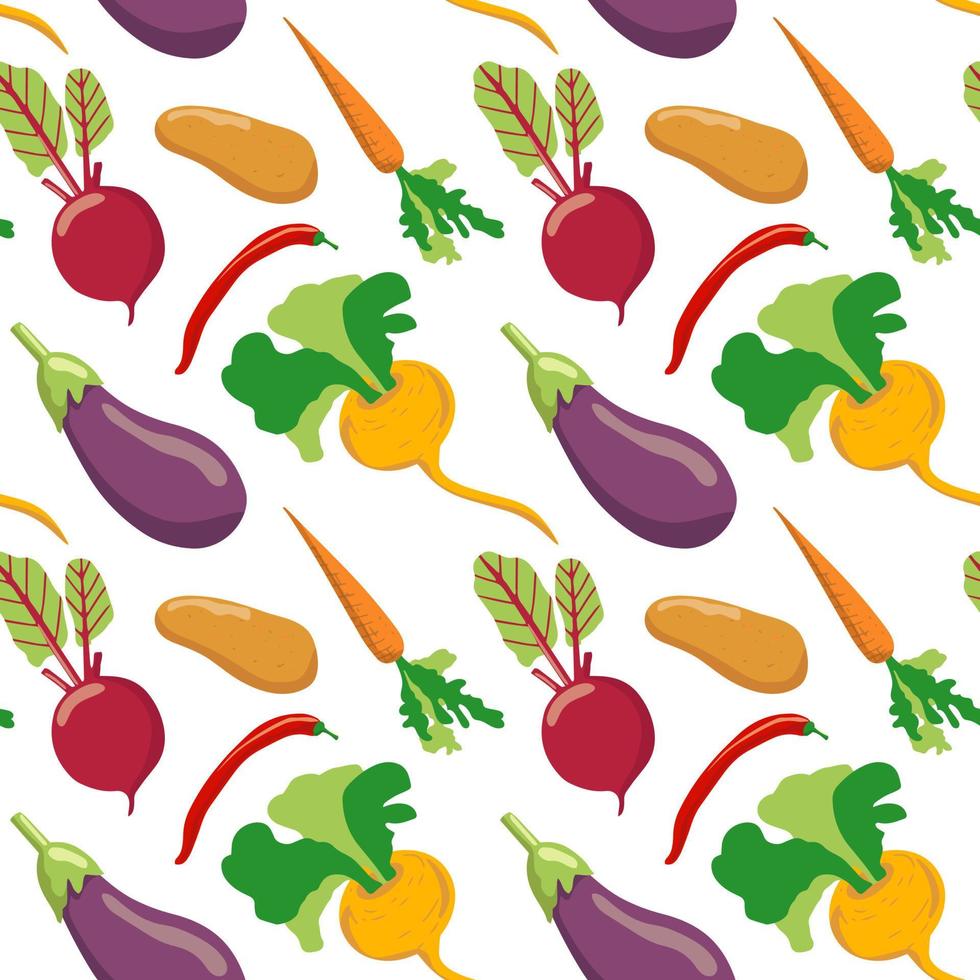 seamless pattern of different vegetables. Vegan healthy food. Harvest organic healthy food. vector