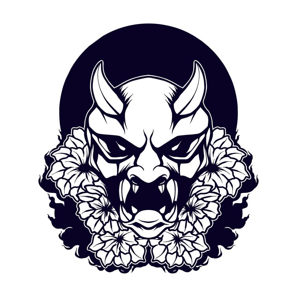 Japanese Oni Mask Vector Illustration