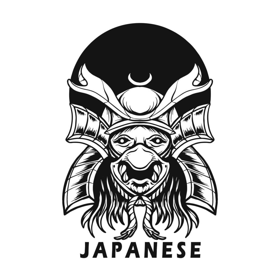 Ilustración de vector de samurai de terror japonés