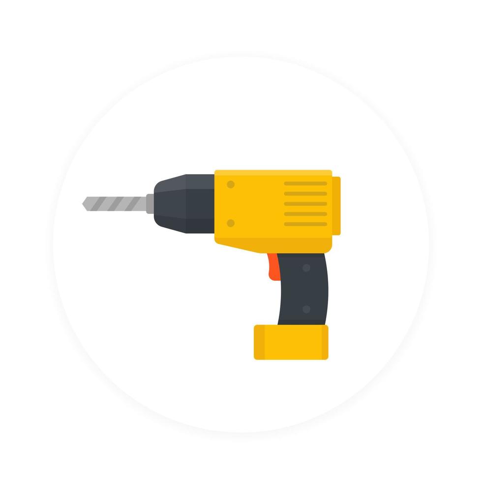 Electric screwdriver icon, flat style vector