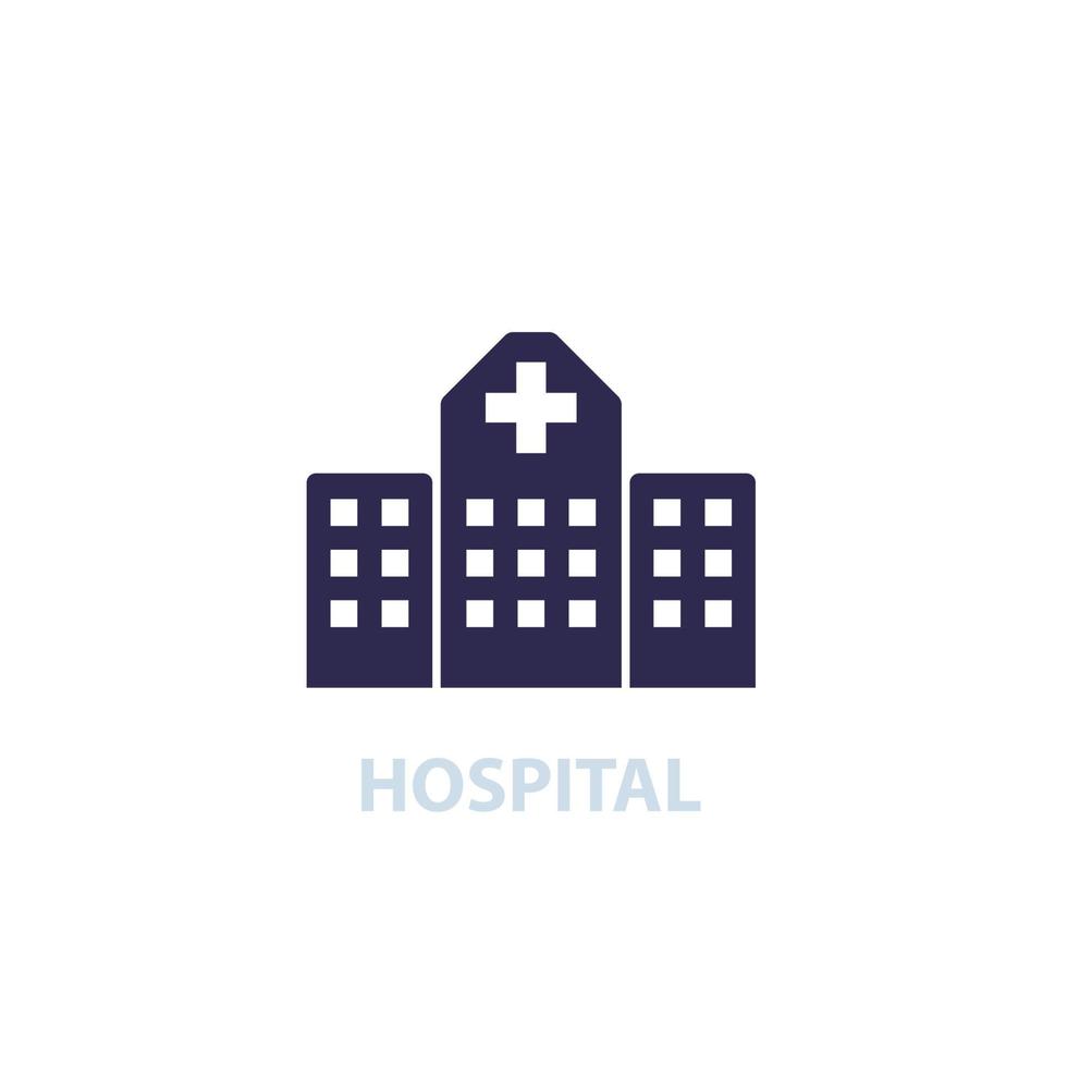 icono de hospital en blanco vector