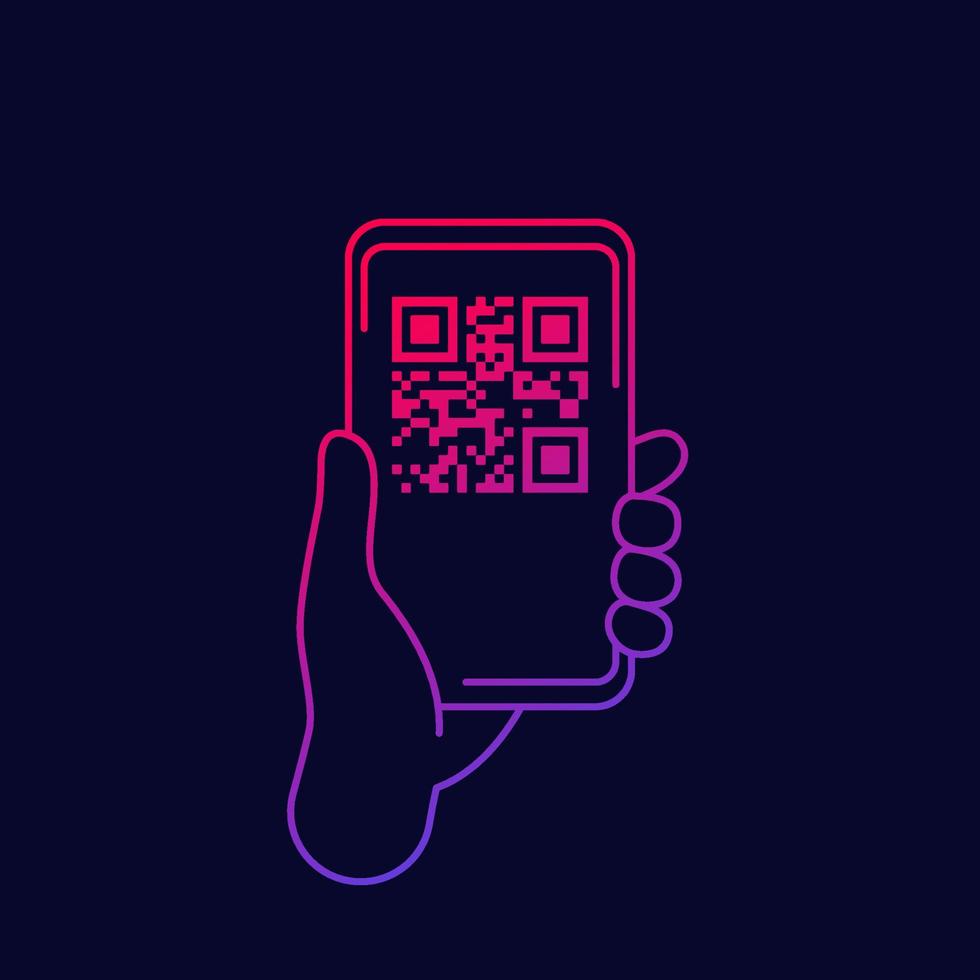 QR code scan icon with smart phone vector
