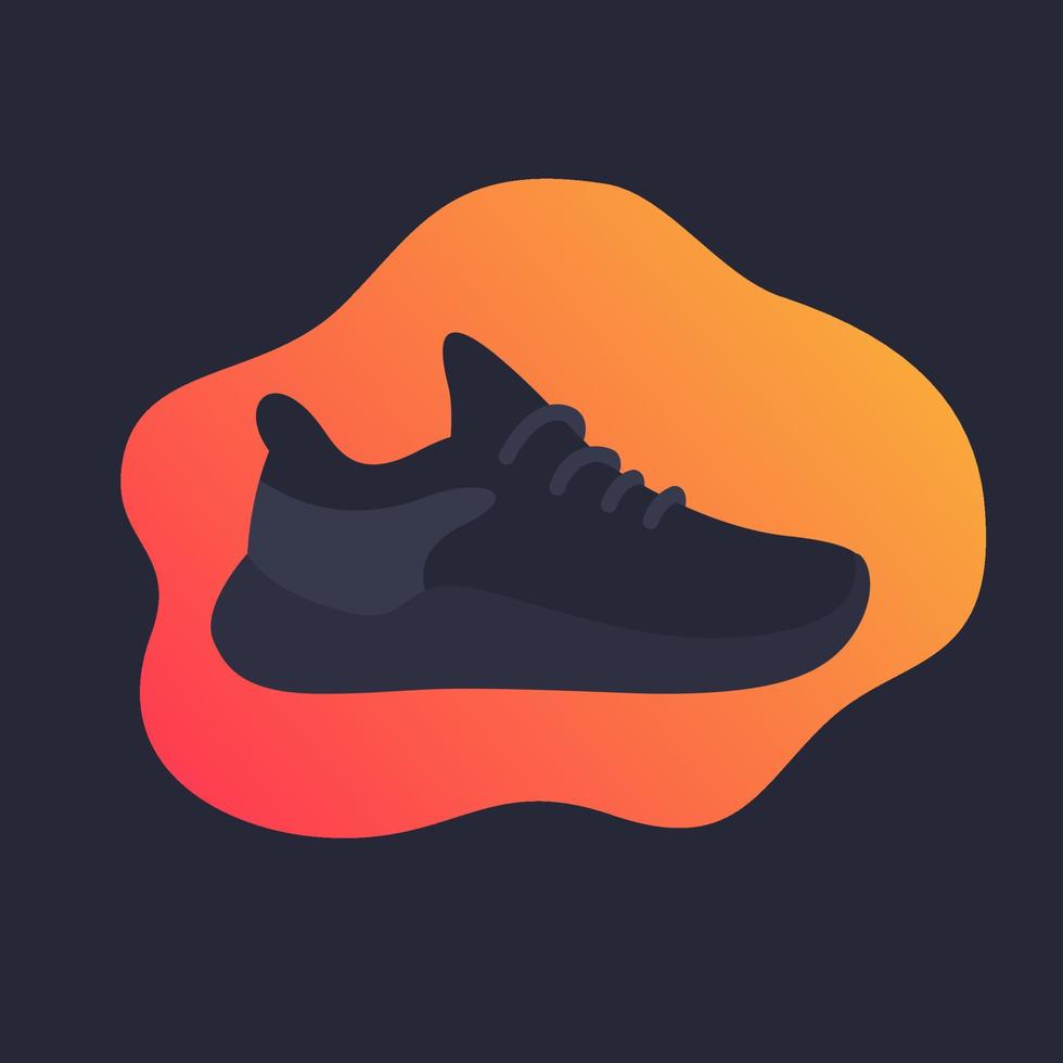 Running shoe icon, trainers, black sneakers vector