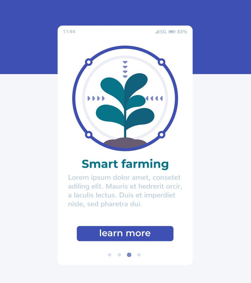 Smart farming mobile app page design, vector banner