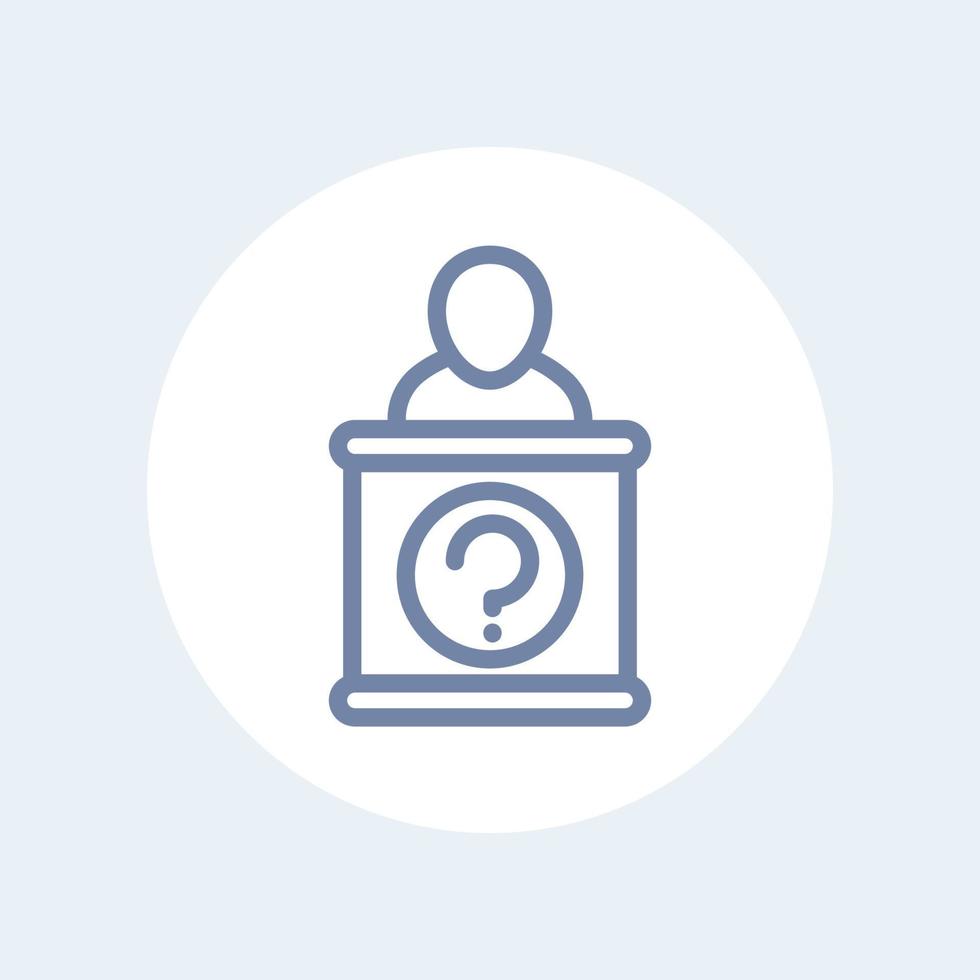 information desk line icon isolated on white vector