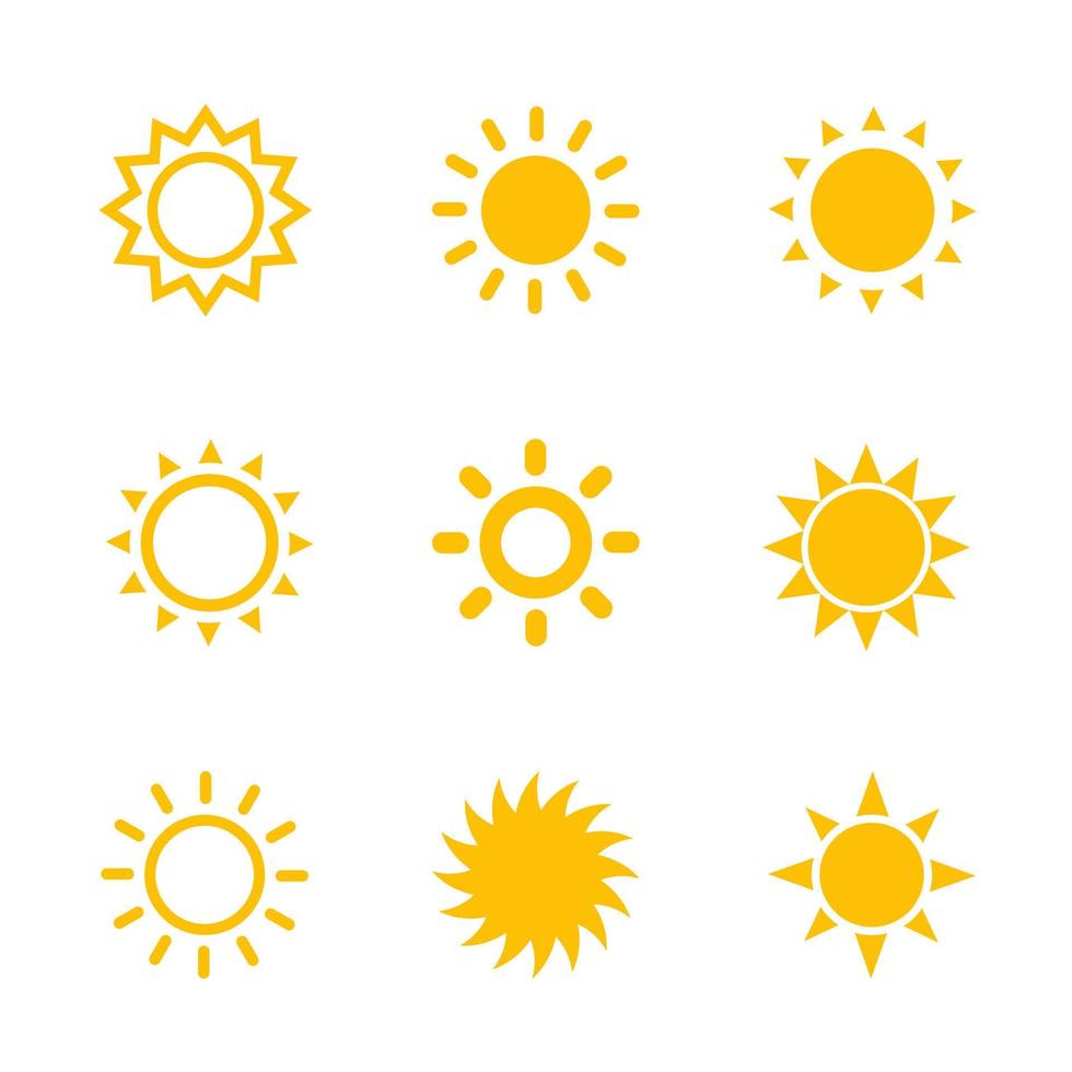 sun icons set on white vector