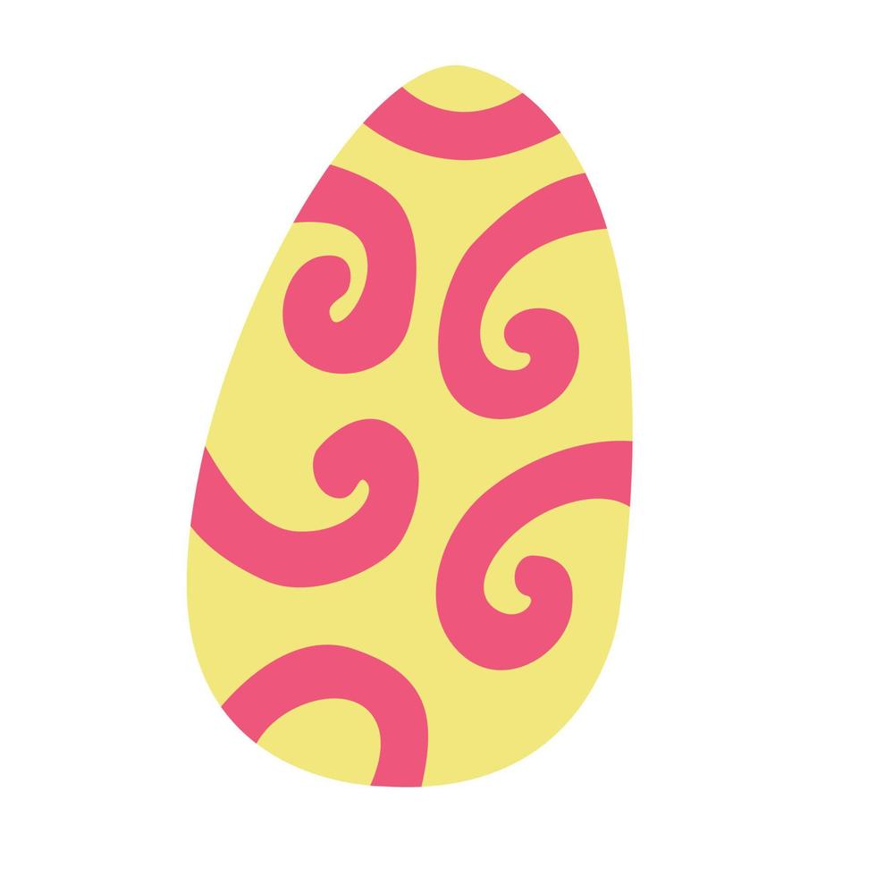 Decorative yellow pink  Easter egg. Hand drawn flat illustration. Great for greeting cards. vector
