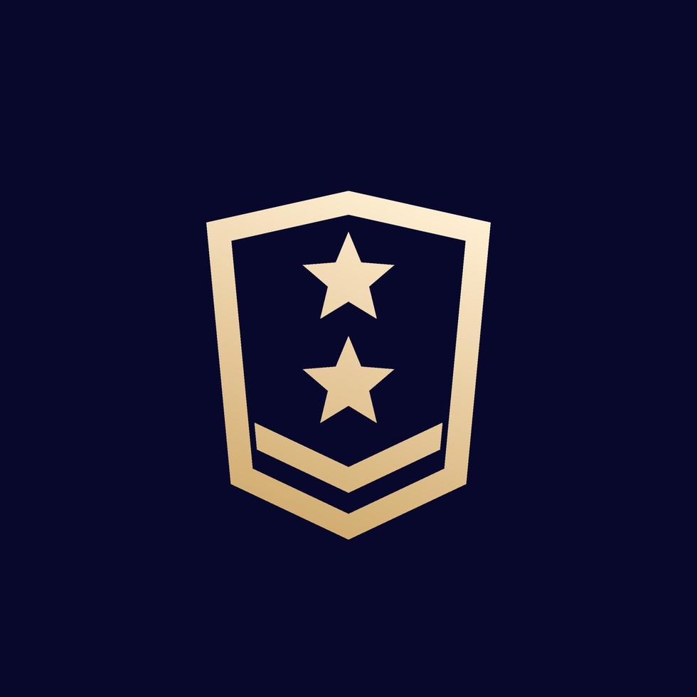 Military rank, army logo on dark vector