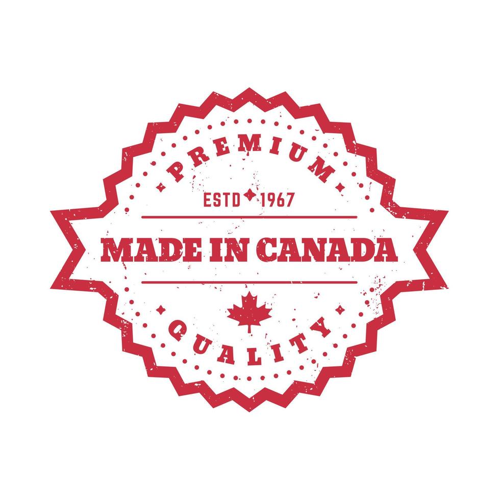 Made in Canada, vector badge, round label over white
