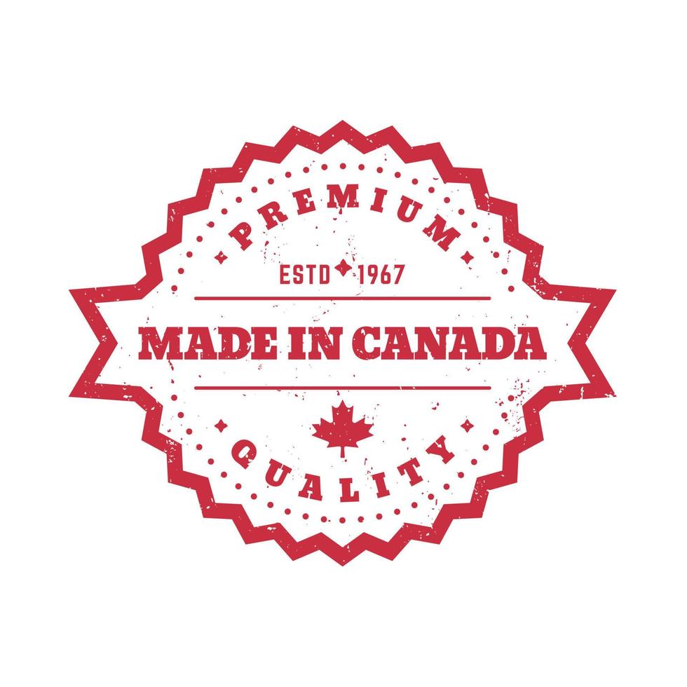 Made in Canada, vector badge, round label over white