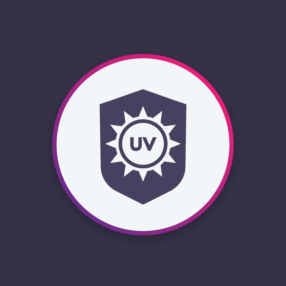 UV protection icon, sun and shield vector