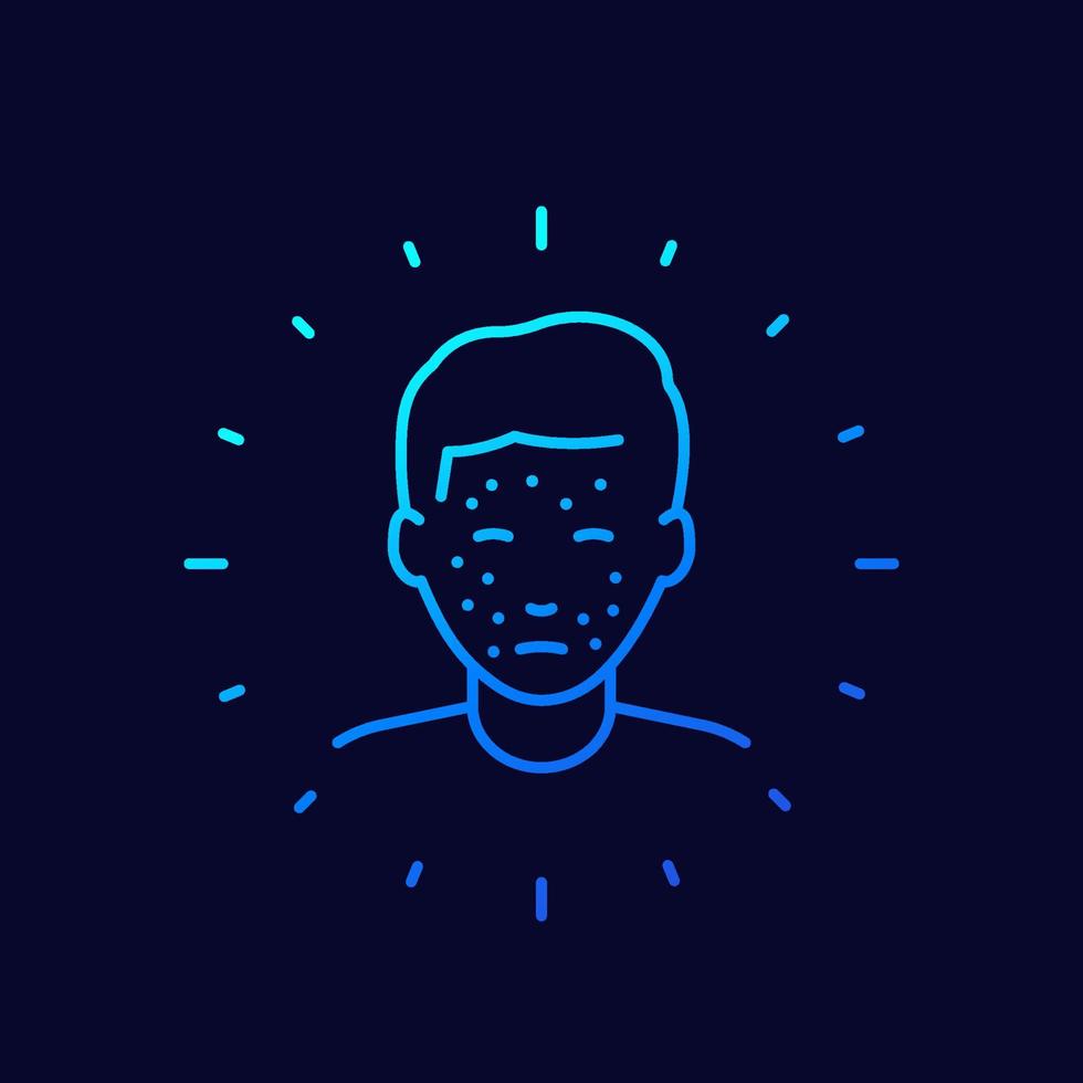 acne icon, skin problem, rash linear design vector