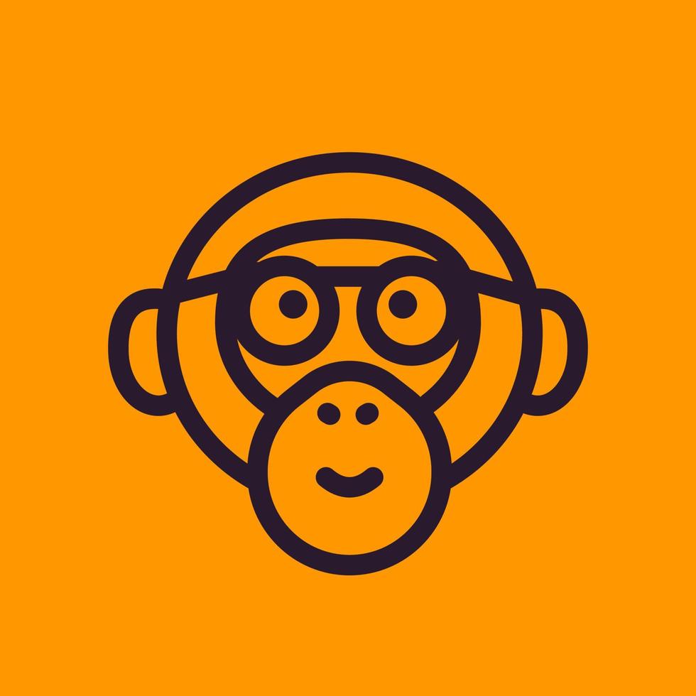 mono, mono con icono de línea de gafas vector
