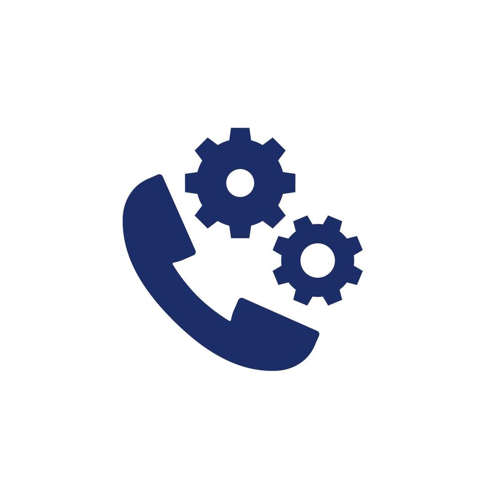 call settings icon with gears vector