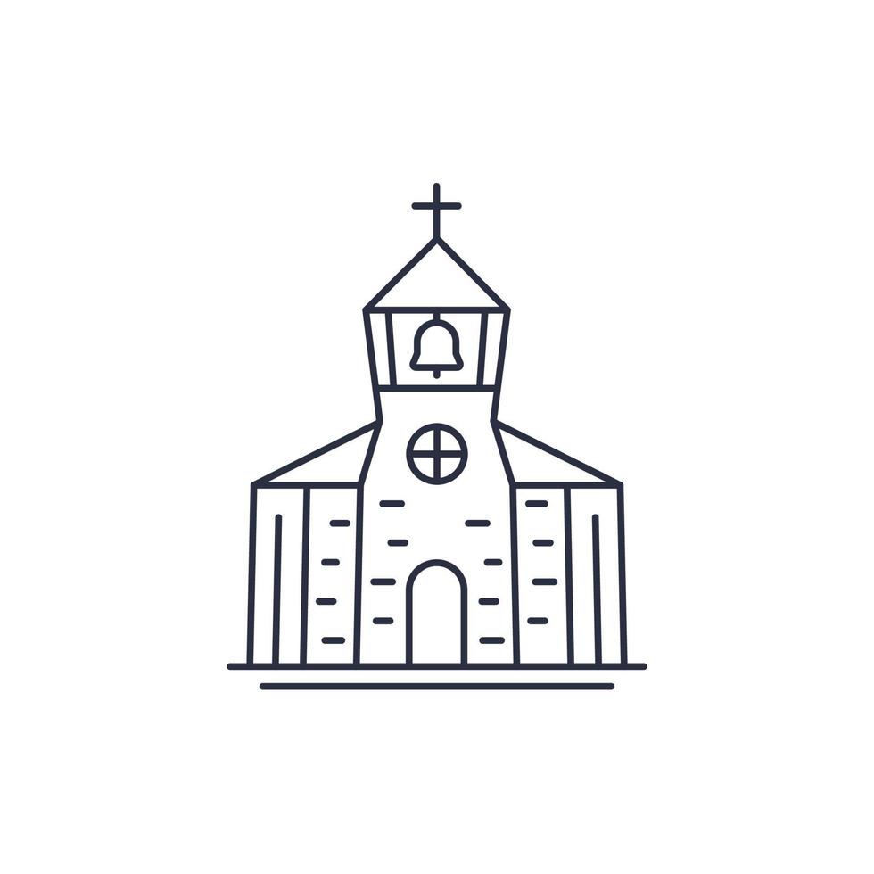 iglesia con un icono de línea de campanario vector
