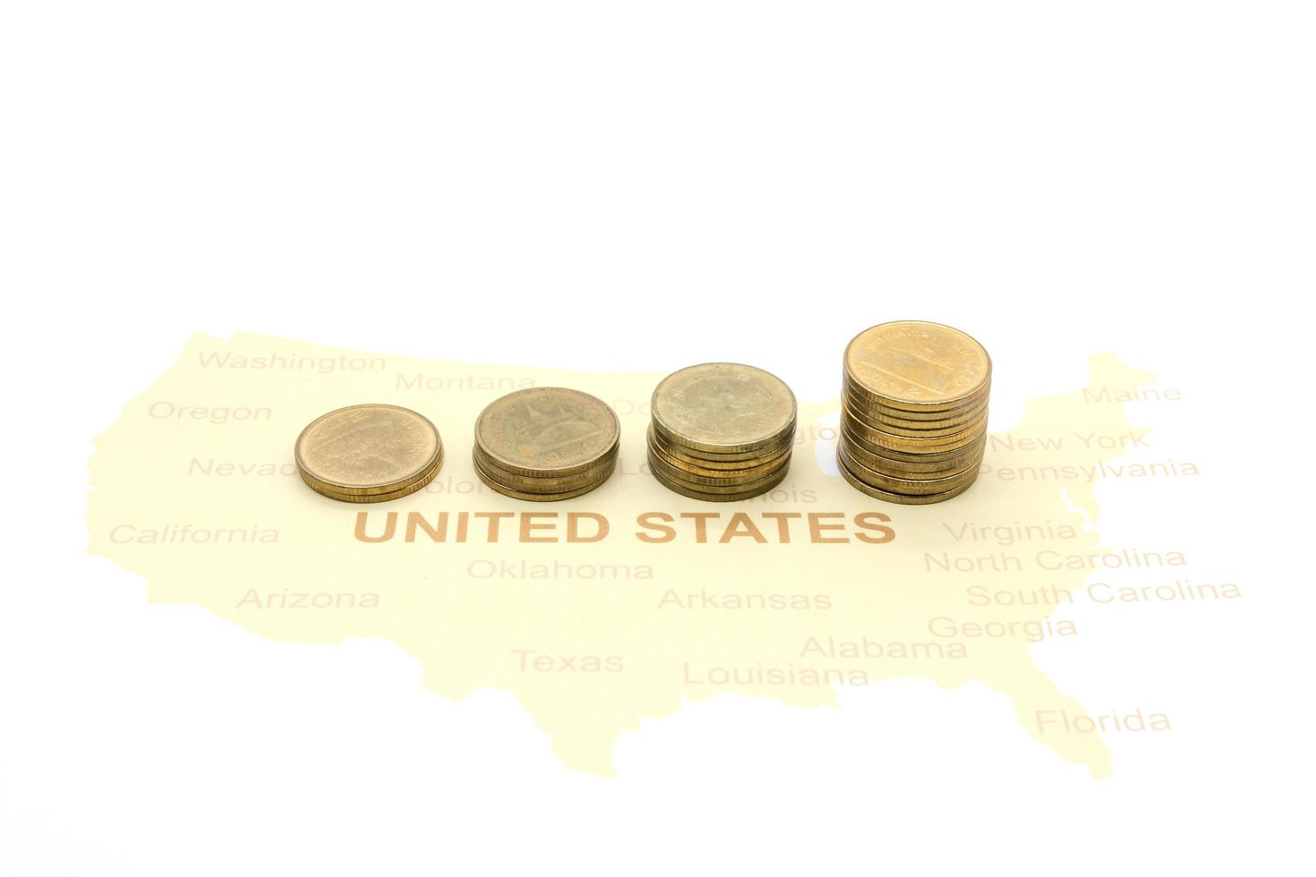 coins on map American photo