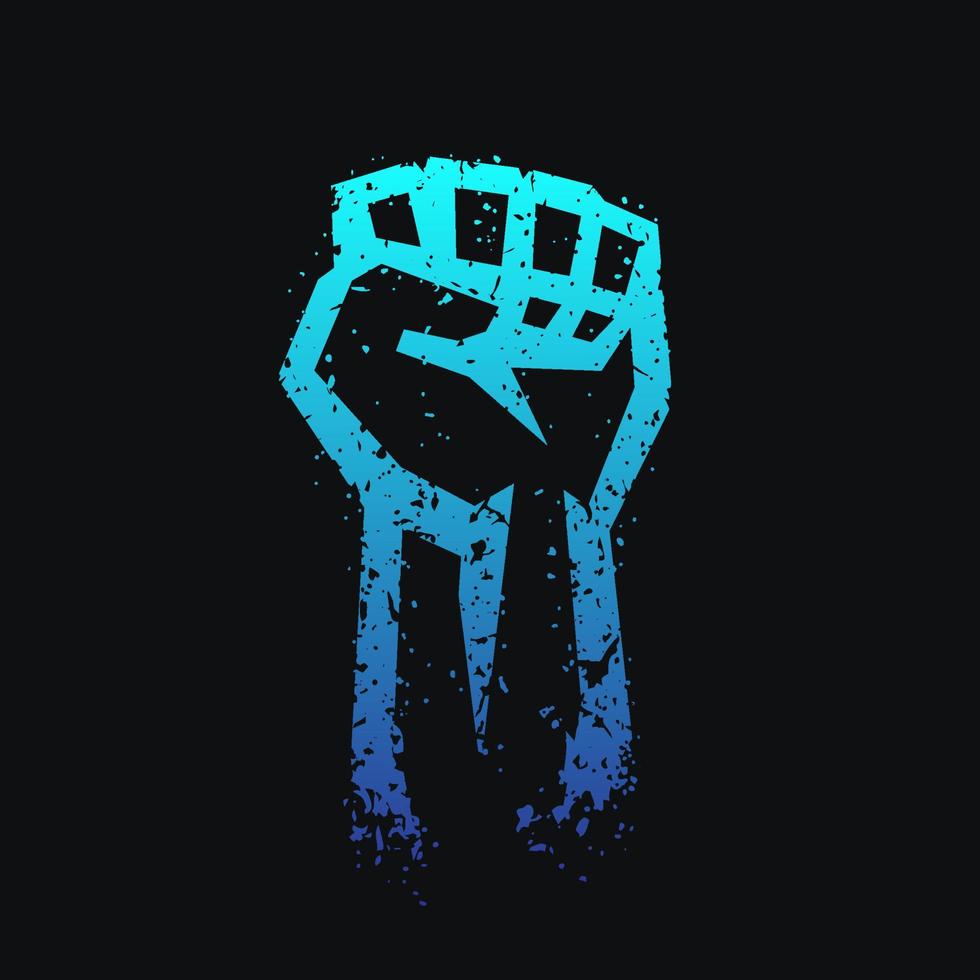Fist raised up in protest, revolt sign vector