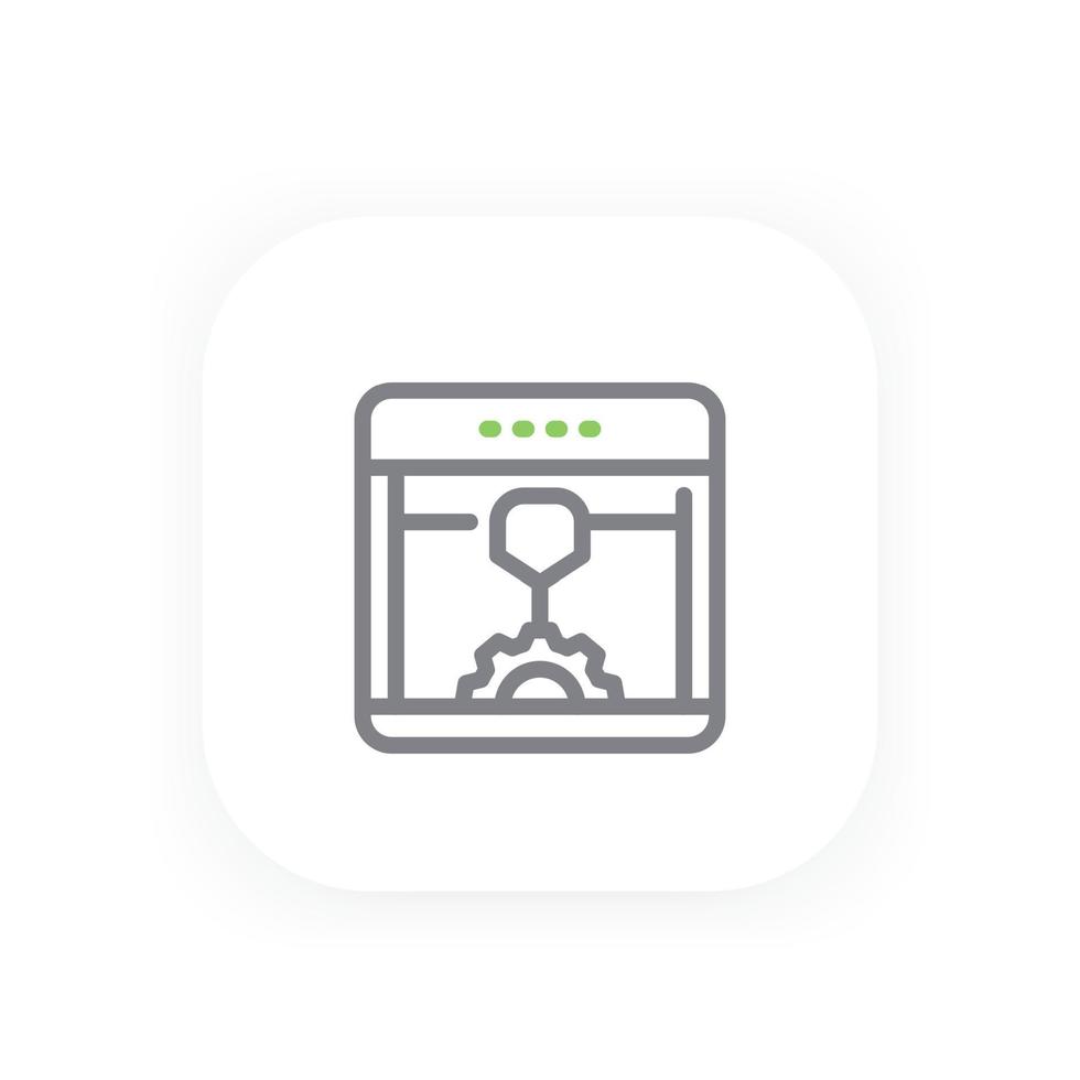 3d printer icon in line style vector