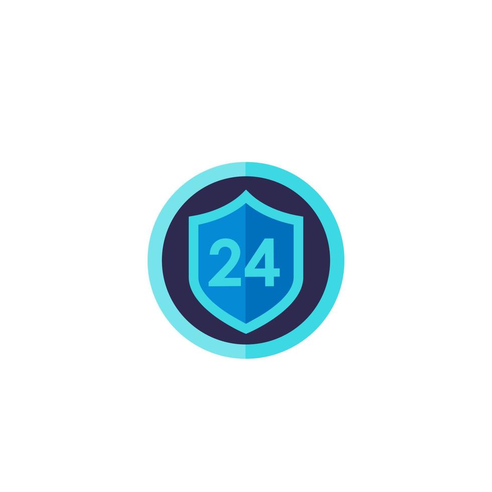 24 hour protected icon, vector badge