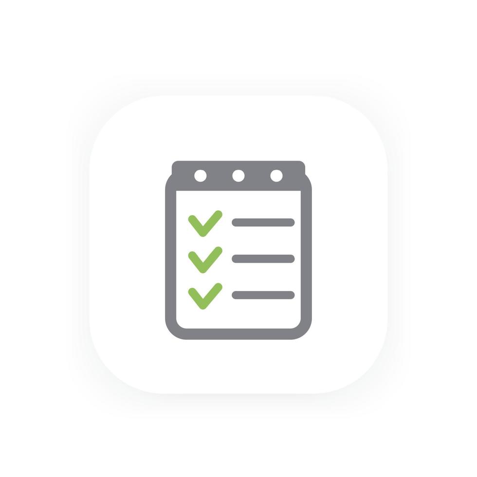 checklist icon, completed tasks, results, achievements symbol vector