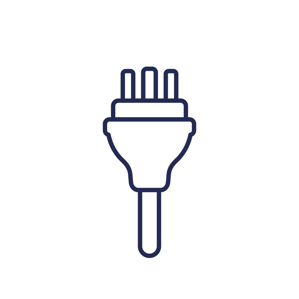electric plug with 3 pins, line icon vector