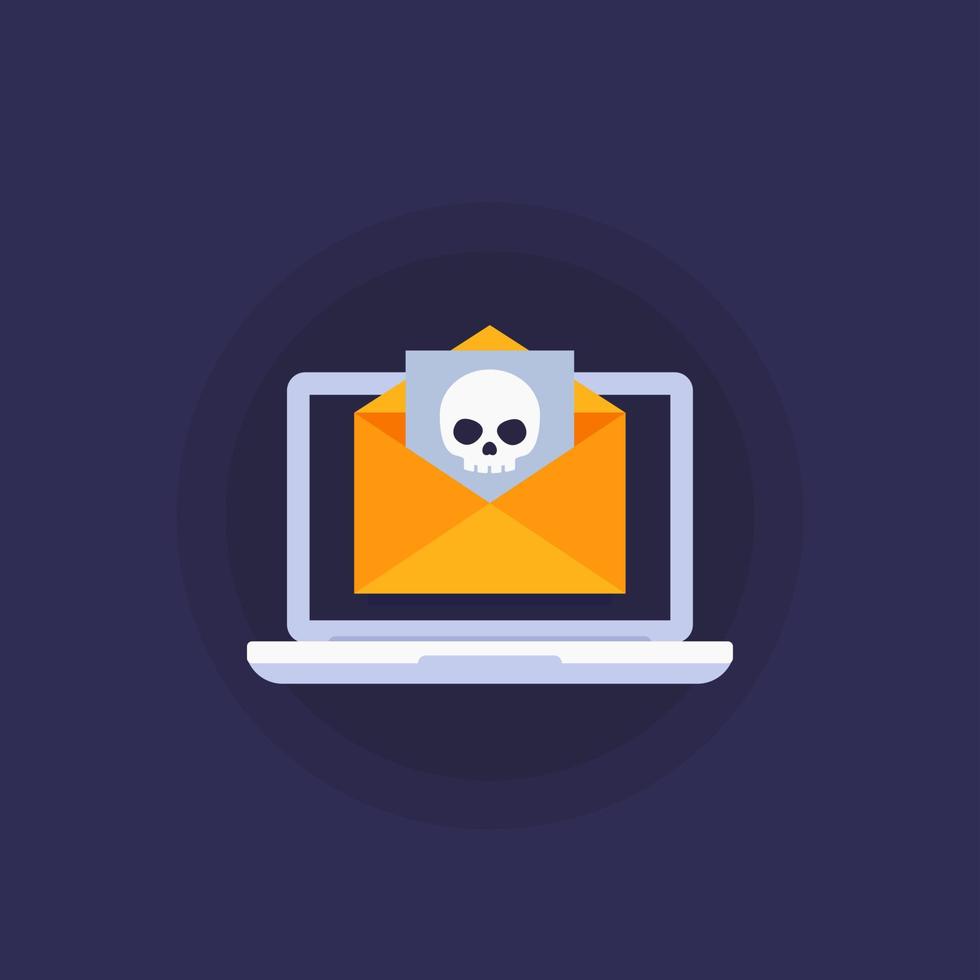 correo electrónico con virus, icono de vector de phishing