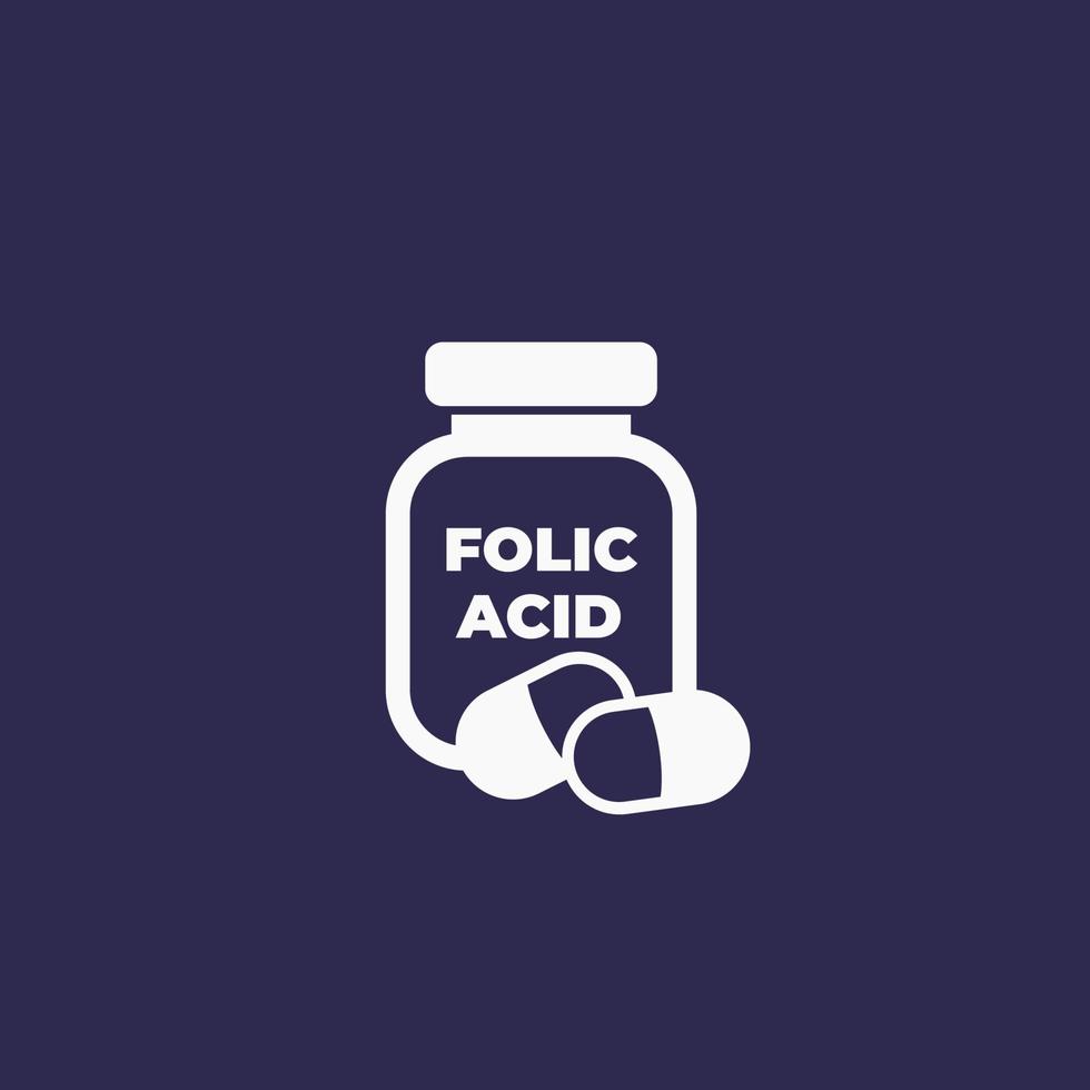 folic acid bottle vector icon